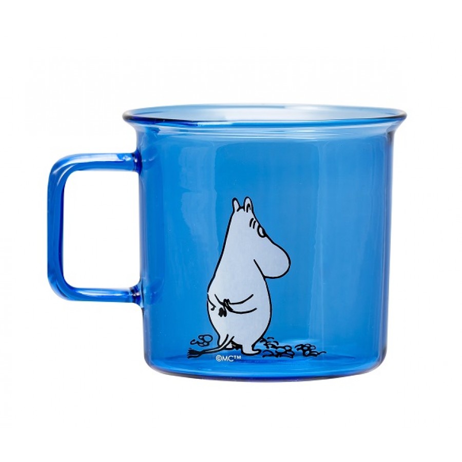 Кружка стеклянная Moomin Муми-тролль 350 мл, голубая (ТОВАР ИЗ АУТЛЕТА)